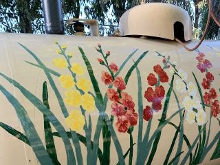 gladiolus mural on a propane tank